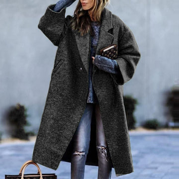 Woochic veste pour femmes col revers en tweed manches longues noir S